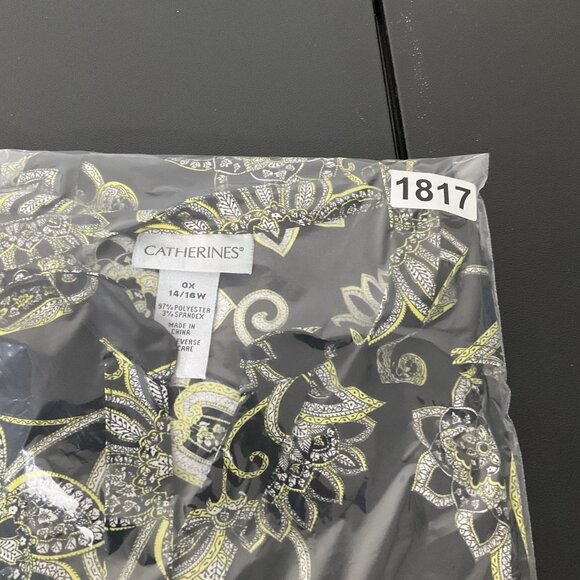 Catherines Top‎ Women 16 W Button Up Floral Short Sleeves V-Neck Casual Travel - Picture 11 of 11